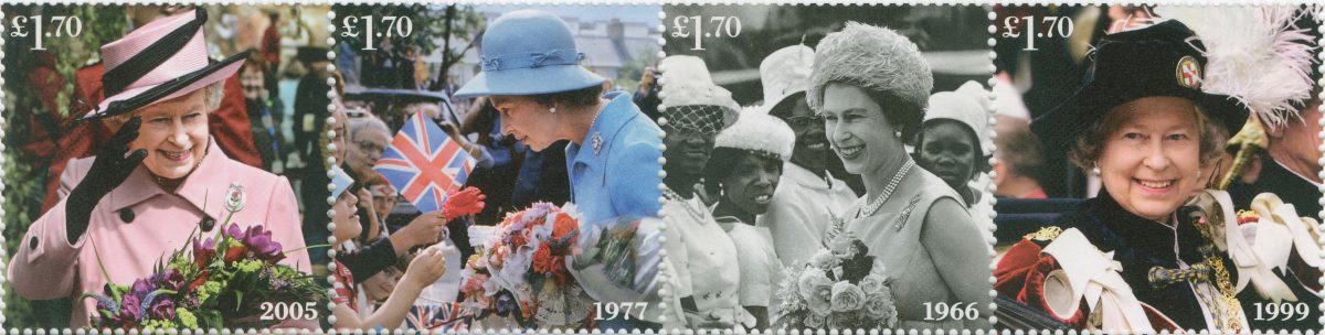 Four stamps depicting images of the Queen with a £1.70 value. 