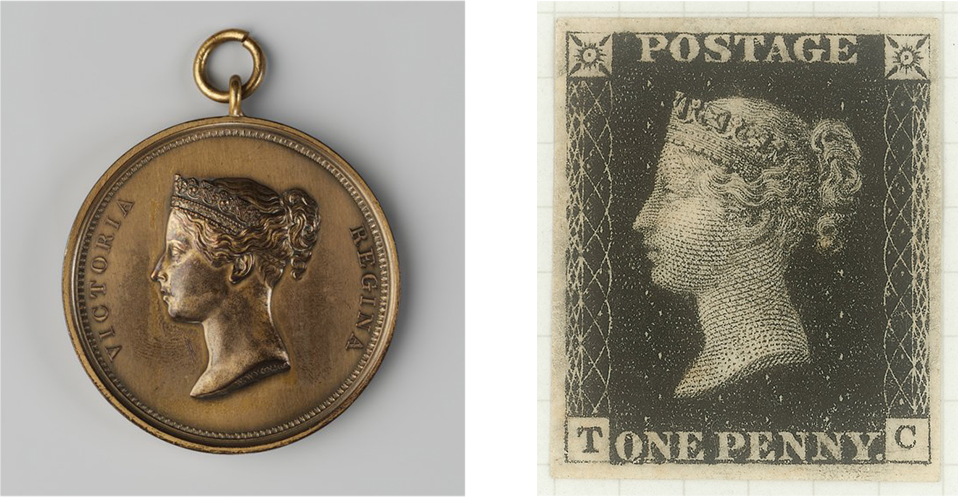 The portrait of Queen Victoria used on the Penny Black was taken from an 1837 medal by William Wyon (2016-0049)