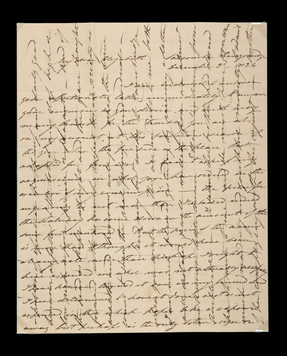 Example of a cross-written letter, with writing both horizontally and vertically.