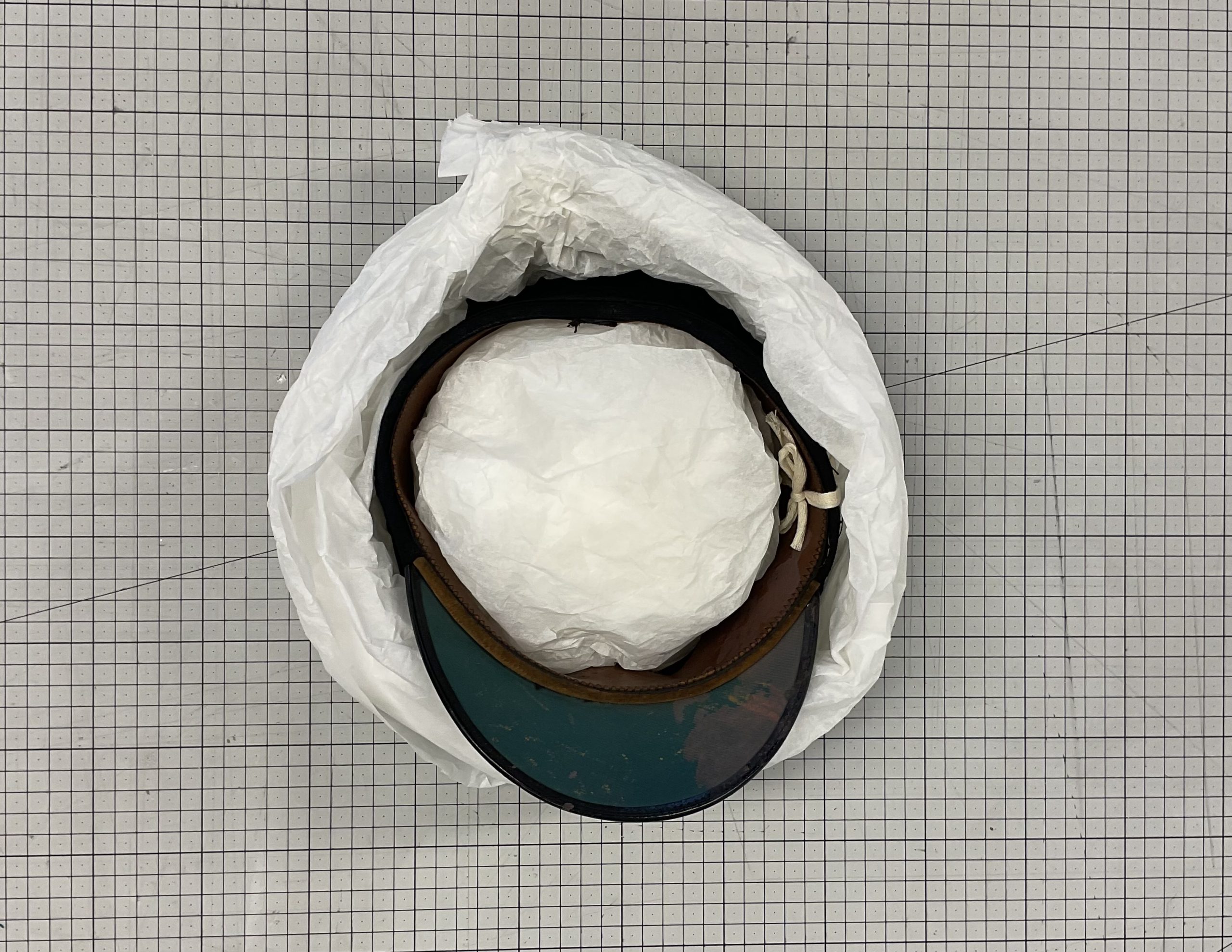 A hat wrapped with protective tissue
