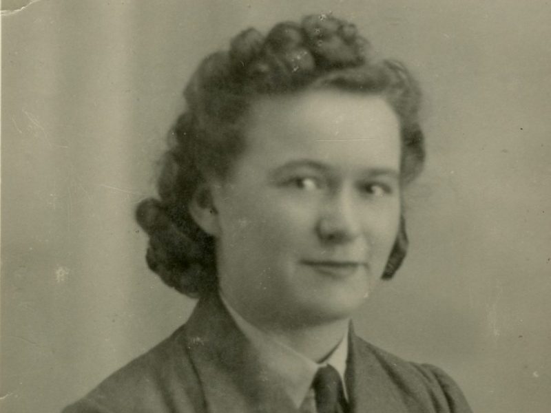 A black and white photo of Freya in uniform