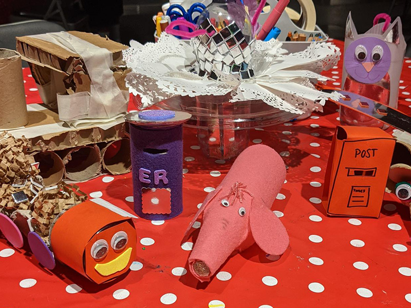 Model animals made with scrap coloured paper