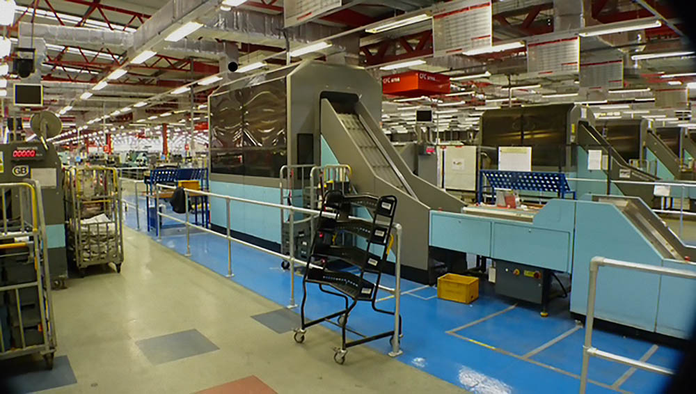 A large machine in the mail centre.
