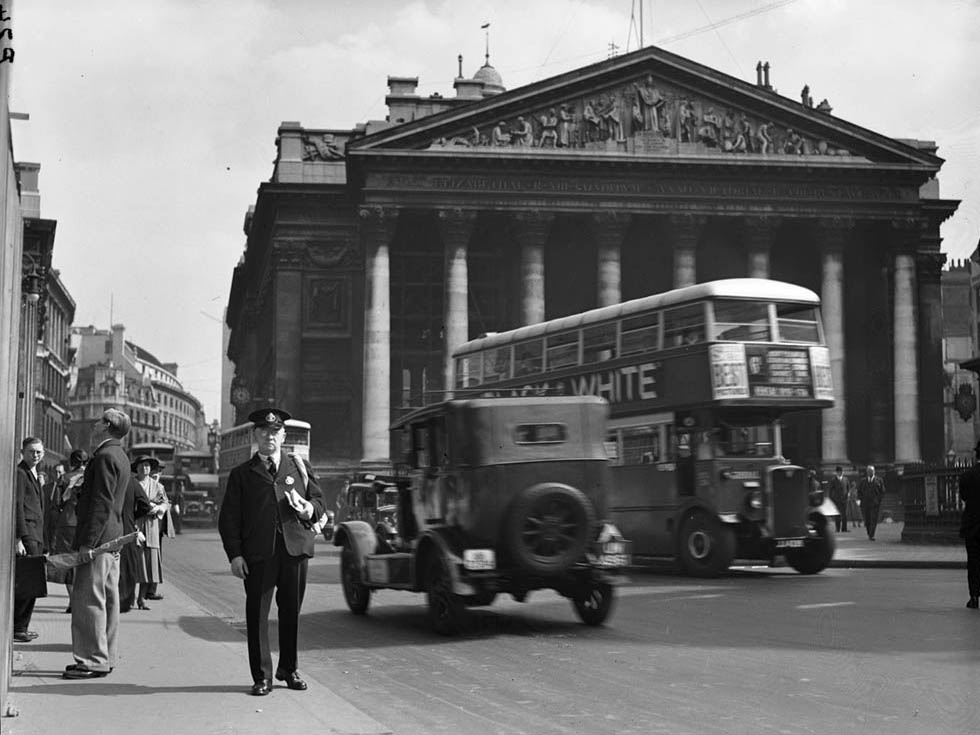 A postman at the Royal Exchange, London.